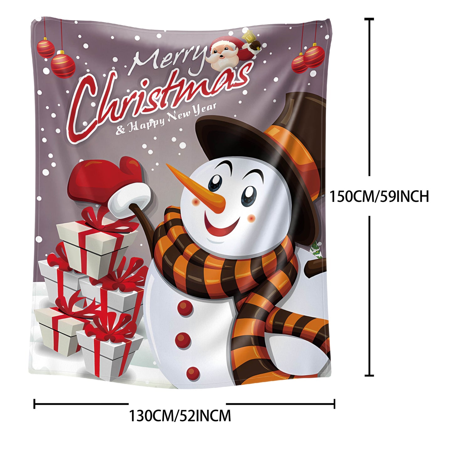 Stay cozy this holiday season with our Christmas Snowman Flannel Throw Blanket. Featuring a cute cartoon snowman and gifts design, this soft knit mid-century style blanket is perfect for all seasons. Made from digital print polyester, it's great for bed