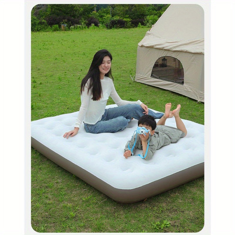 Durable Outdoor Camping Inflatable Mattress - Portable Tent Air Bed with Nylon Cover, Easy Pump-up, Non-Woven Fabric, Wood-Free, Perfect for Travel & Getaways