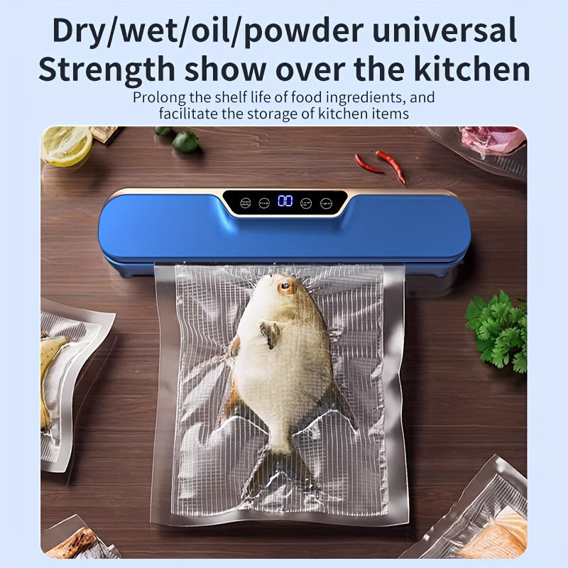 HOTU Automatic Vacuum Sealer with LCD Touch Screen and Strong Suction, Square Food Saver for Home Use in Winter, European Standard Plug, 220-240V.