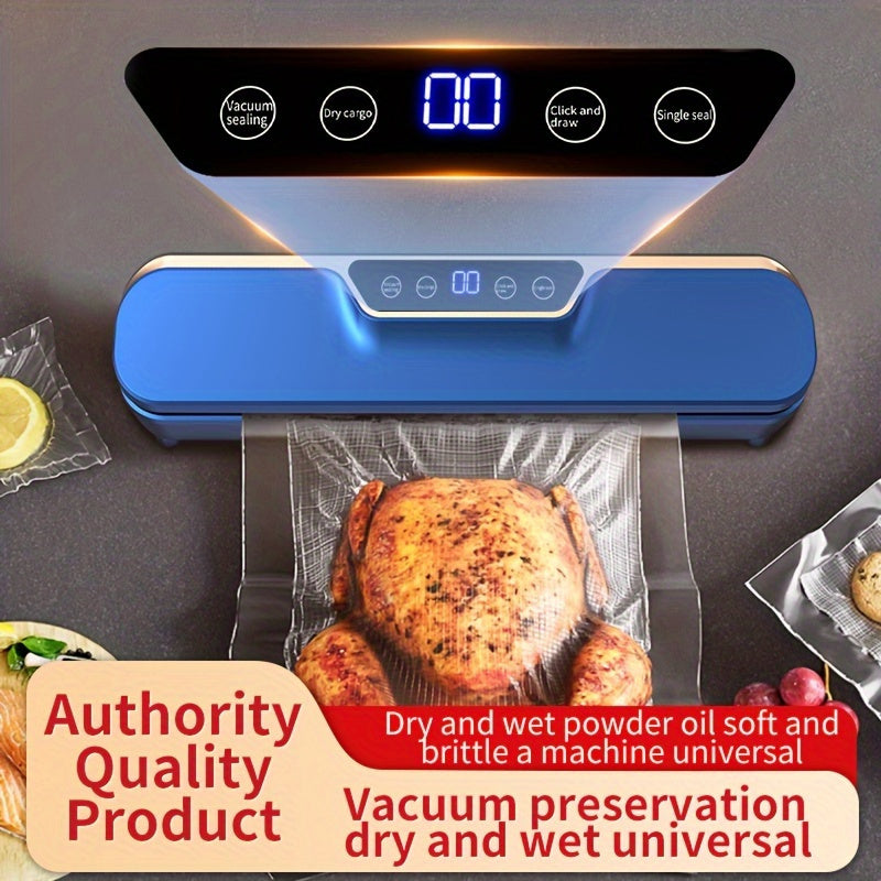 HOTU Automatic Vacuum Sealer with LCD Touch Screen and Strong Suction, Square Food Saver for Home Use in Winter, European Standard Plug, 220-240V.