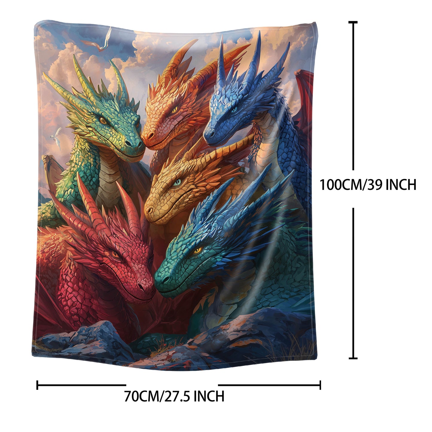 Soft and cozy, this all-season mid-century style Fantasy Dragons flannel fleece throw blanket is perfect for adding a touch of magic to any room. Made from high-quality polyester, this knitted blanket features a digital print in multiple colors. With a