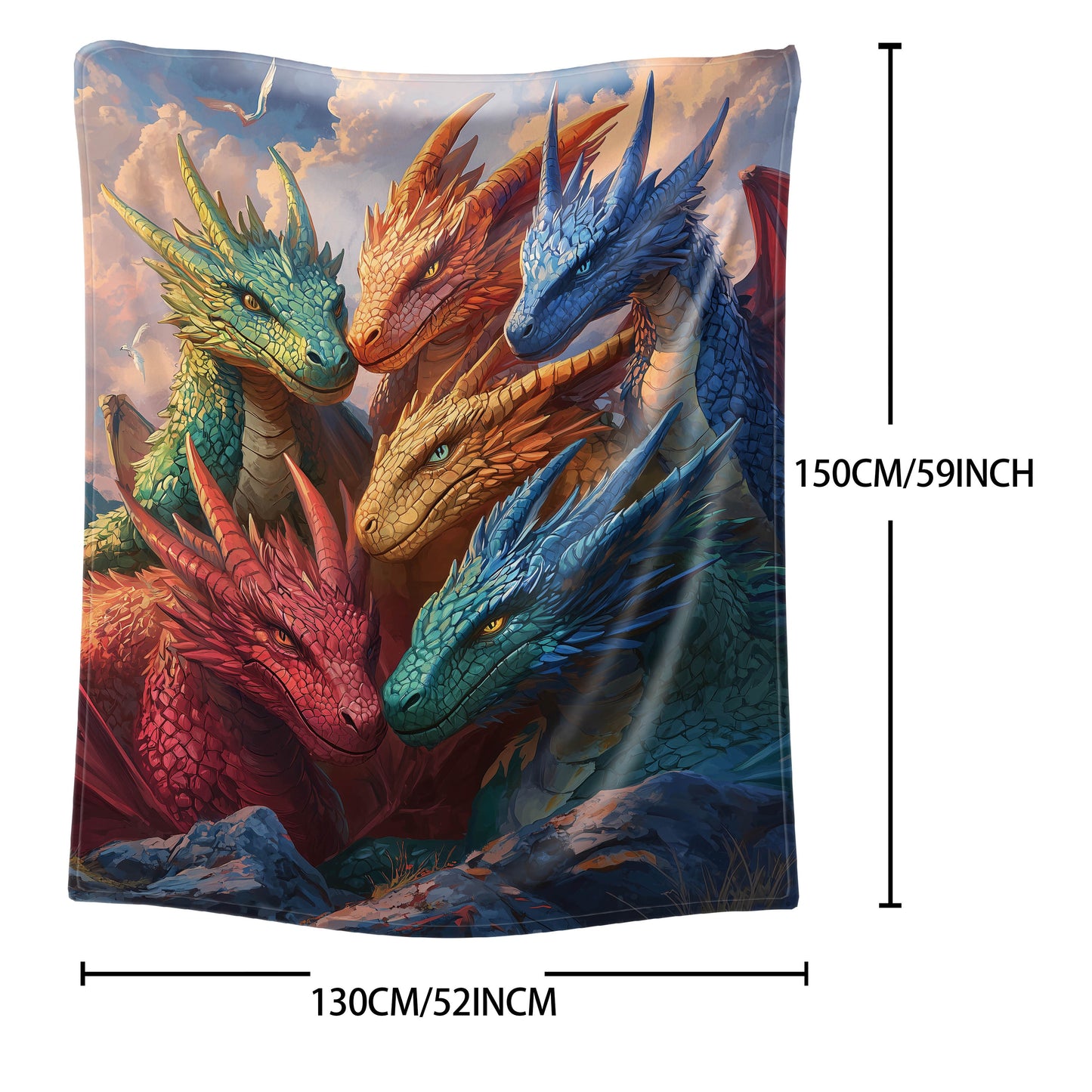 Soft and cozy, this all-season mid-century style Fantasy Dragons flannel fleece throw blanket is perfect for adding a touch of magic to any room. Made from high-quality polyester, this knitted blanket features a digital print in multiple colors. With a