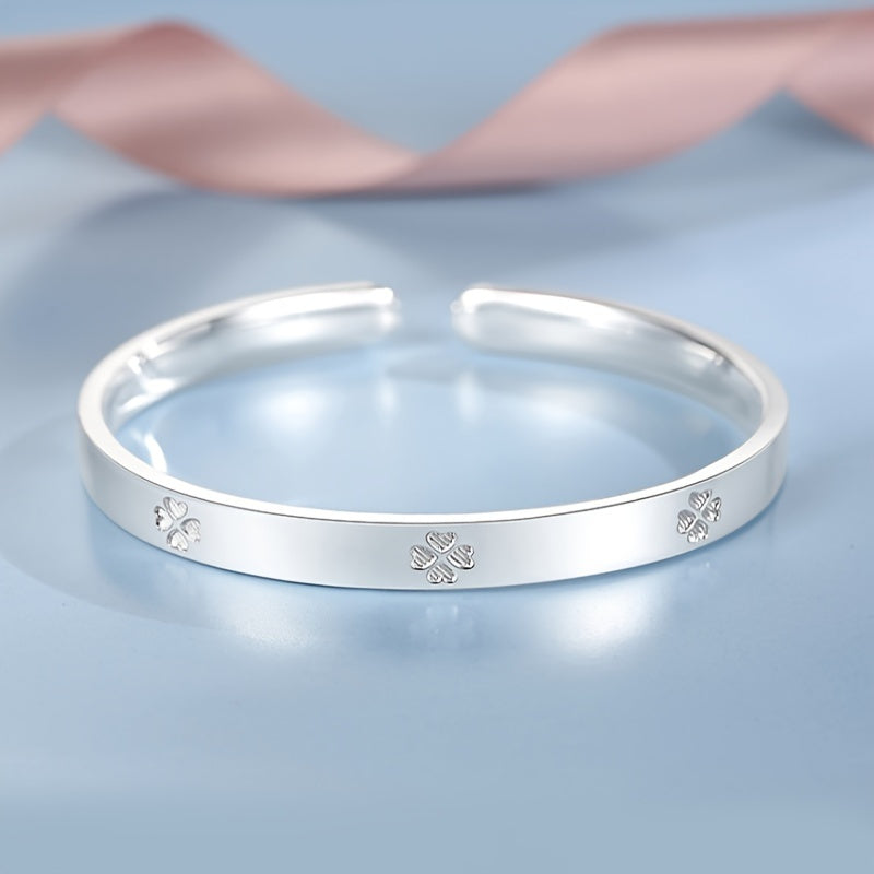 Stylish S999 Pure Silver Adjustable Cuff Bracelet - Trendy for Both Men and Women, Great for Everyday Wear, Ideal Present for Her, Safe for Sensitive Skin, Long-lasting Quality, Versatile Accessory for Any Occasion, Ideal for Holiday Gifting