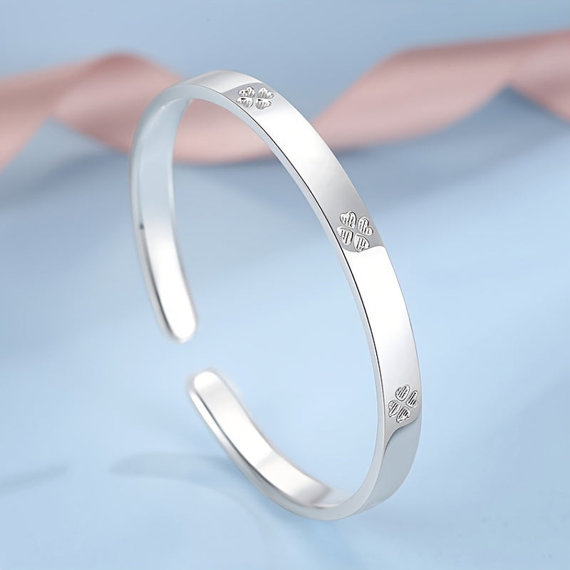 Stylish S999 Pure Silver Adjustable Cuff Bracelet - Trendy for Both Men and Women, Great for Everyday Wear, Ideal Present for Her, Safe for Sensitive Skin, Long-lasting Quality, Versatile Accessory for Any Occasion, Ideal for Holiday Gifting