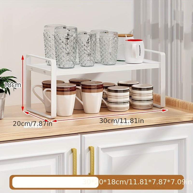 High-Density Fiberboard Desktop Organizer for Tea & Glass Cups: Multi-Tier Wooden Cup Holder for Home Office Cabinet Storage; Ideal Desktop Storage Rack for Water Cups.