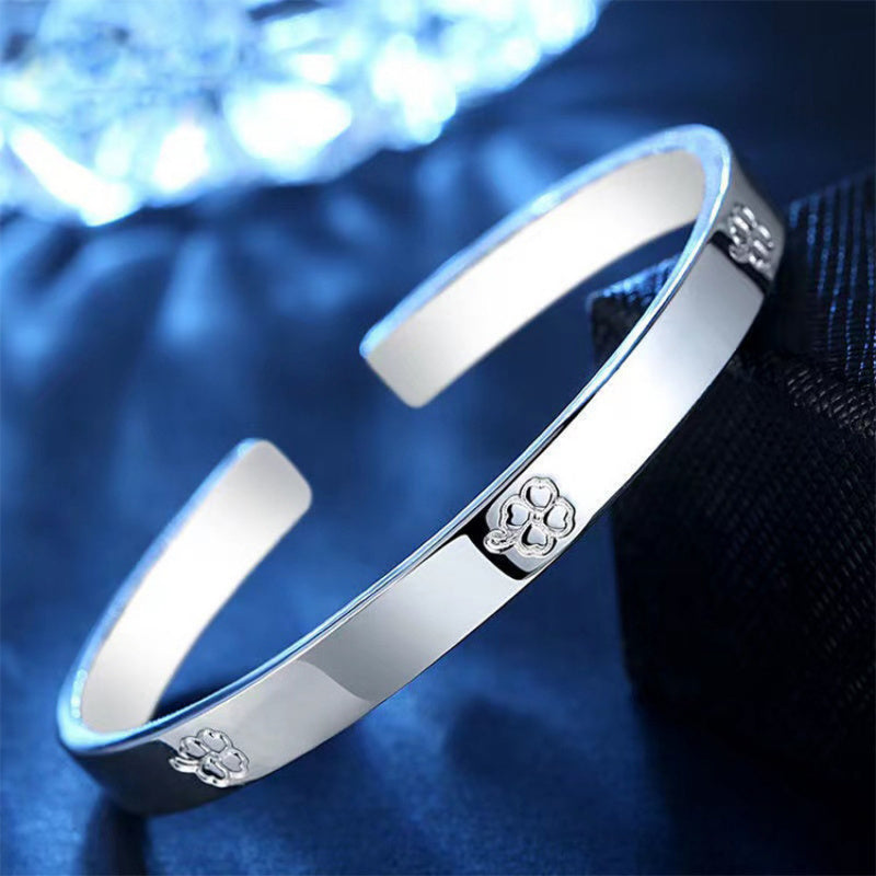 Stylish S999 Pure Silver Adjustable Cuff Bracelet - Trendy for Both Men and Women, Great for Everyday Wear, Ideal Present for Her, Safe for Sensitive Skin, Long-lasting Quality, Versatile Accessory for Any Occasion, Ideal for Holiday Gifting