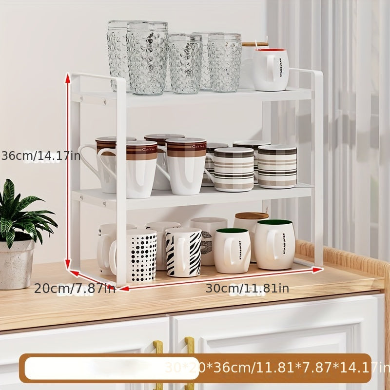 High-Density Fiberboard Desktop Organizer for Tea & Glass Cups: Multi-Tier Wooden Cup Holder for Home Office Cabinet Storage; Ideal Desktop Storage Rack for Water Cups.