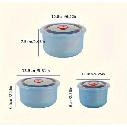 These wheat straw preservation bowls come in a set of three, perfect for storing vegetables, fruits, and dry foods. The microwave-safe round lunch boxes feature lidded sealed storage, making them suitable for on-the-go meals. Ideal for cafeterias