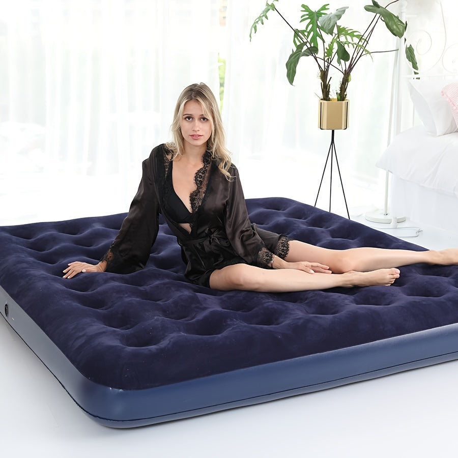 Premium Quality King Size Inflatable Air Mattress - Waterproof PVC Blow-Up Bed Perfect for Camping & Home, Simple Assembly