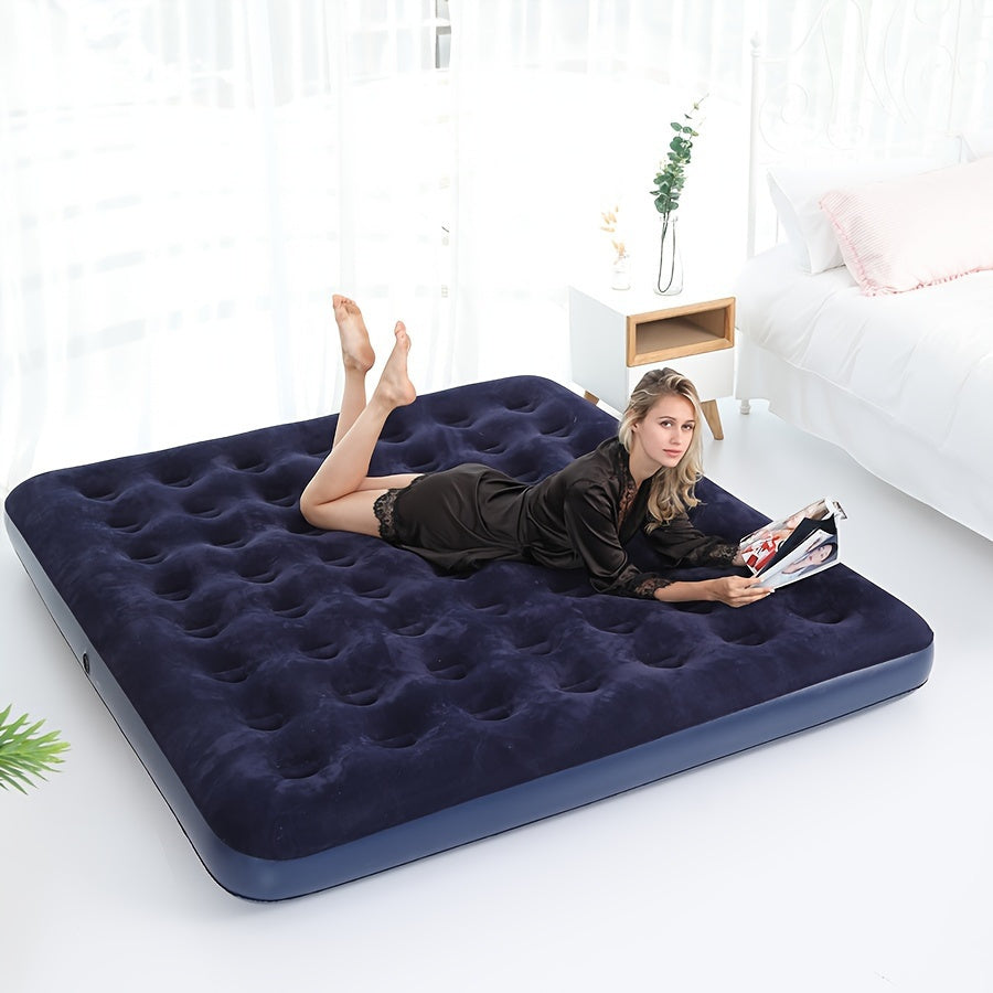 Premium Quality King Size Inflatable Air Mattress - Waterproof PVC Blow-Up Bed Perfect for Camping & Home, Simple Assembly