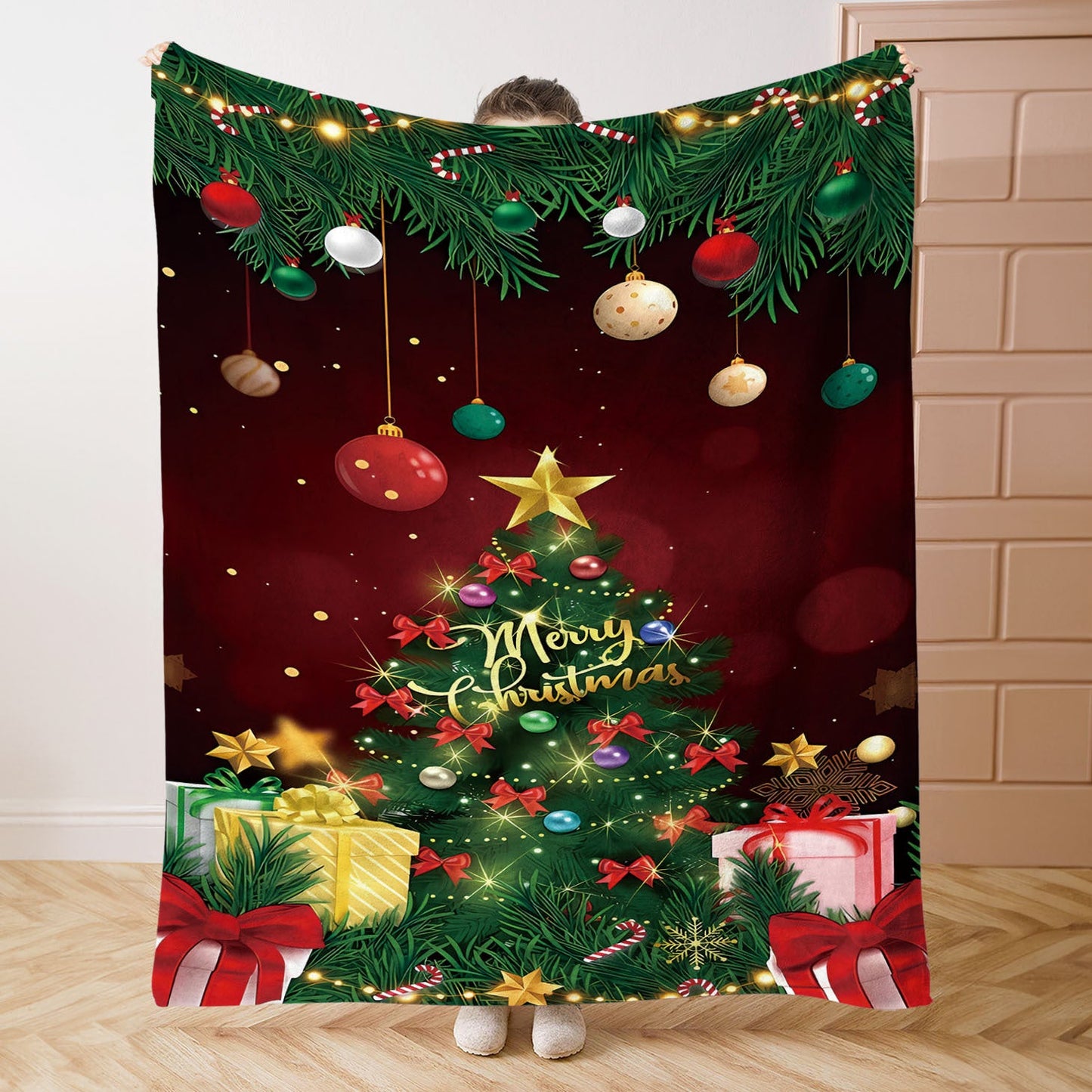 Stay warm and cozy this holiday season with our 1PC Mid-Century Christmas Tree & Gifts Digital Print Flannel Throw Blanket. Made from soft and comfortable all-season polyester, this knitted blanket is perfect for the bed, sofa, office, or camping. With a