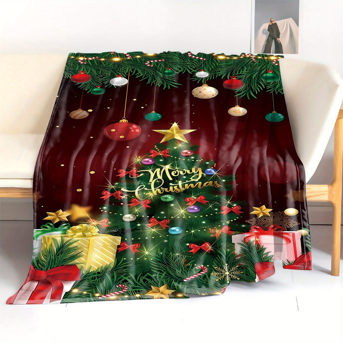 Stay warm and cozy this holiday season with our 1PC Mid-Century Christmas Tree & Gifts Digital Print Flannel Throw Blanket. Made from soft and comfortable all-season polyester, this knitted blanket is perfect for the bed, sofa, office, or camping. With a