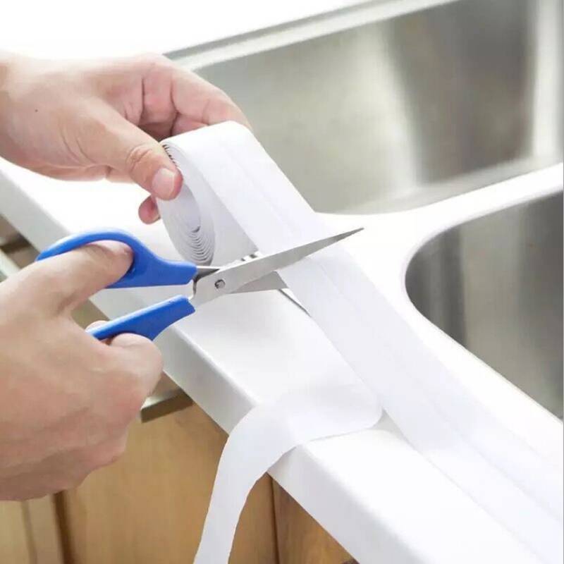 Waterproof adhesive tape for kitchen and bathroom use, perfect for sealing joints and corners.