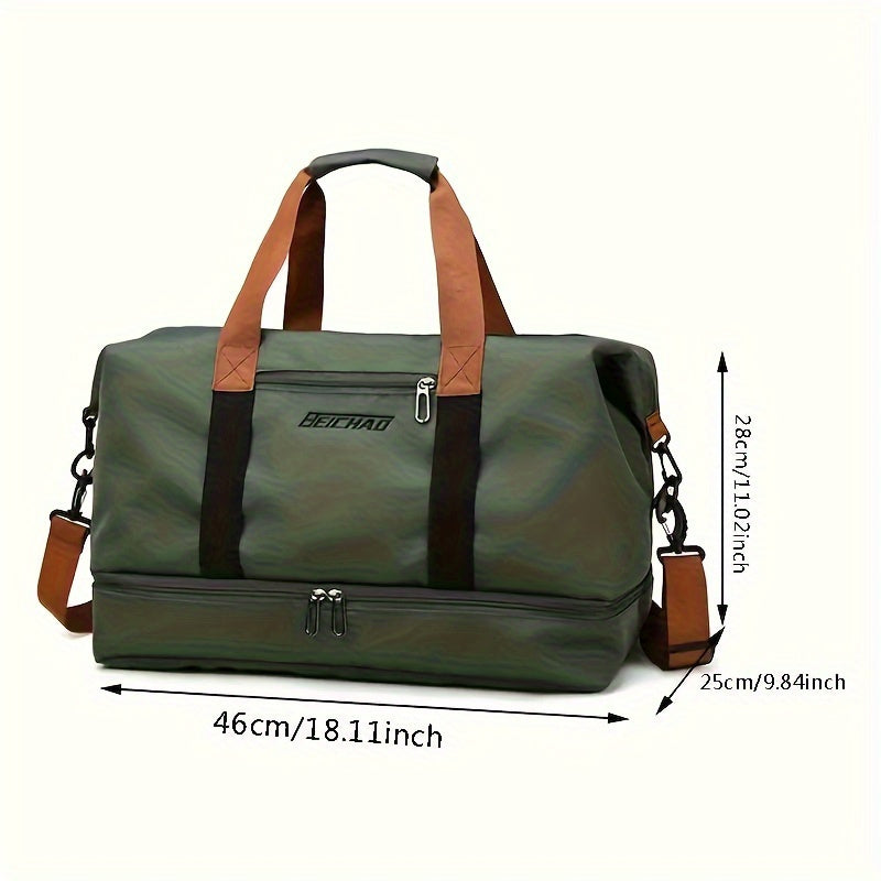 Stylish large capacity travel bag with separate compartments for wet and dry items, perfect for outings, fitness, and college.