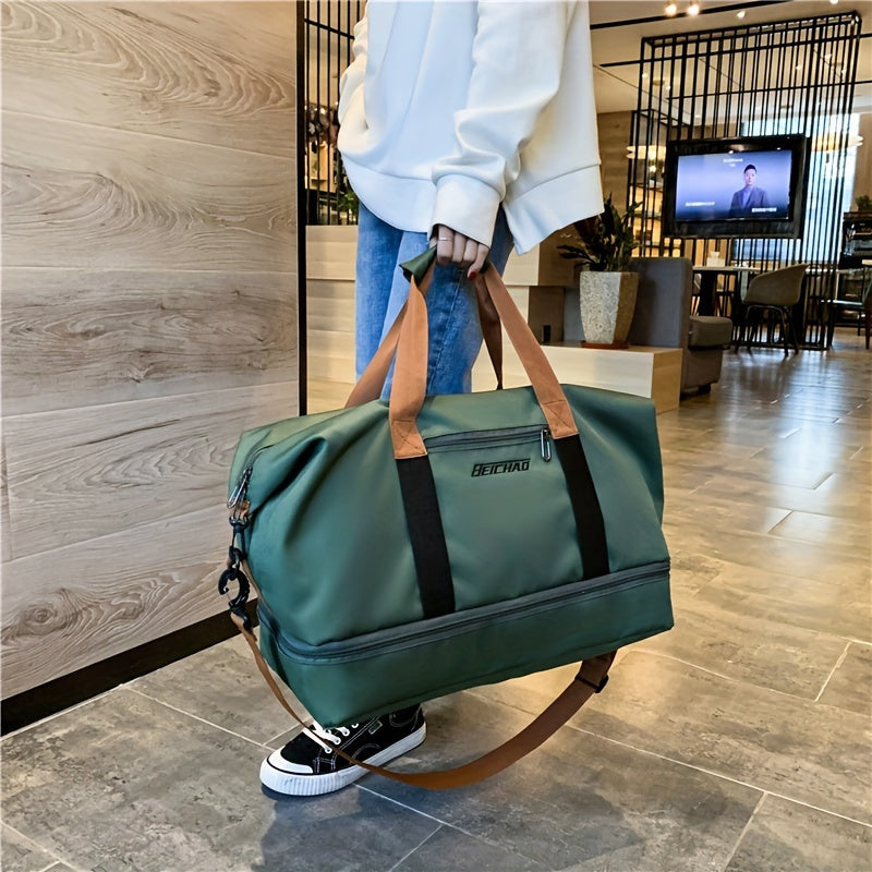 Stylish large capacity travel bag with separate compartments for wet and dry items, perfect for outings, fitness, and college.