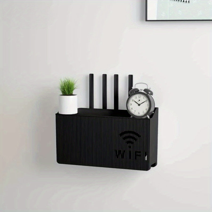 Modern Wall-Mounted Router Shelf - Convenient WiFi Organizer for Home Office Decor, Made of Sturdy Plastic, Perfect for Back to School