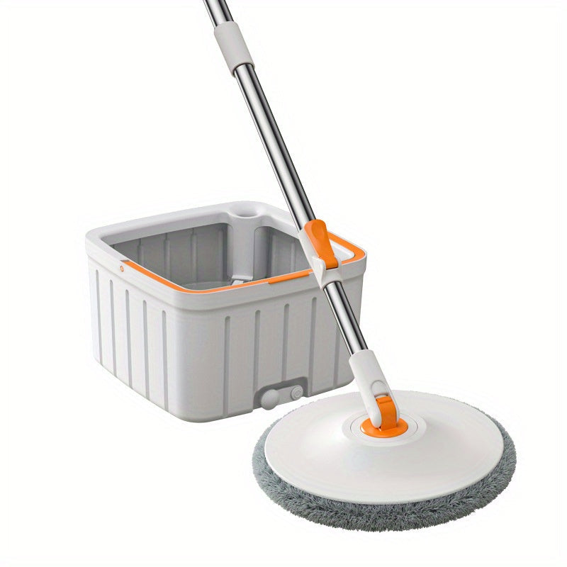 Convenient EasyWring Spin Mop and Bucket System with Separate Compartments - No Hands Required for Washing, Comes with Washable Microfiber Mop Pad, Perfect for Cleaning Home, Bedroom, Kitchen, Bathroom, Office, and Dorm, Reusable Mop Pads included