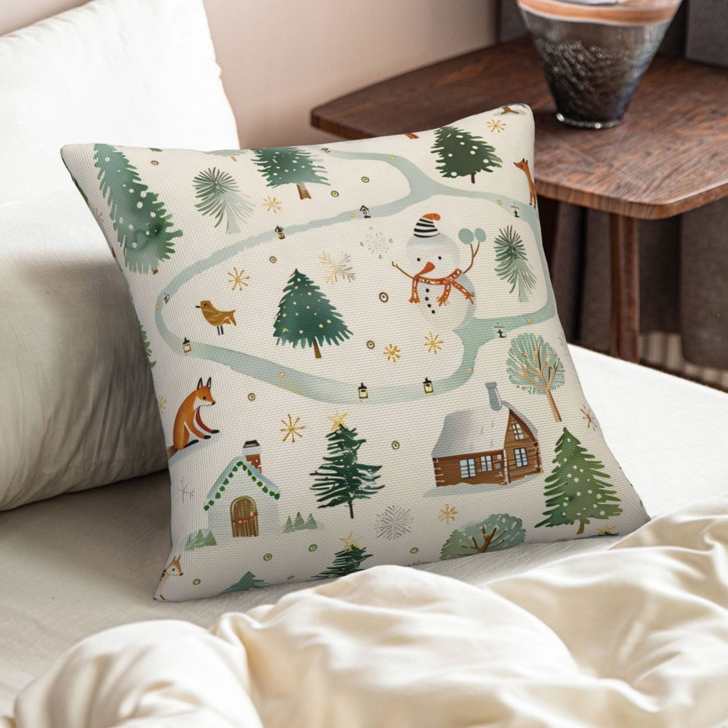 Get into the holiday spirit with these festive Christmas decoration pillow covers! Made from high-quality linen with cute Christmas tree, snowman, and moose prints, these covers are perfect for adding a touch of holiday cheer to your living room or