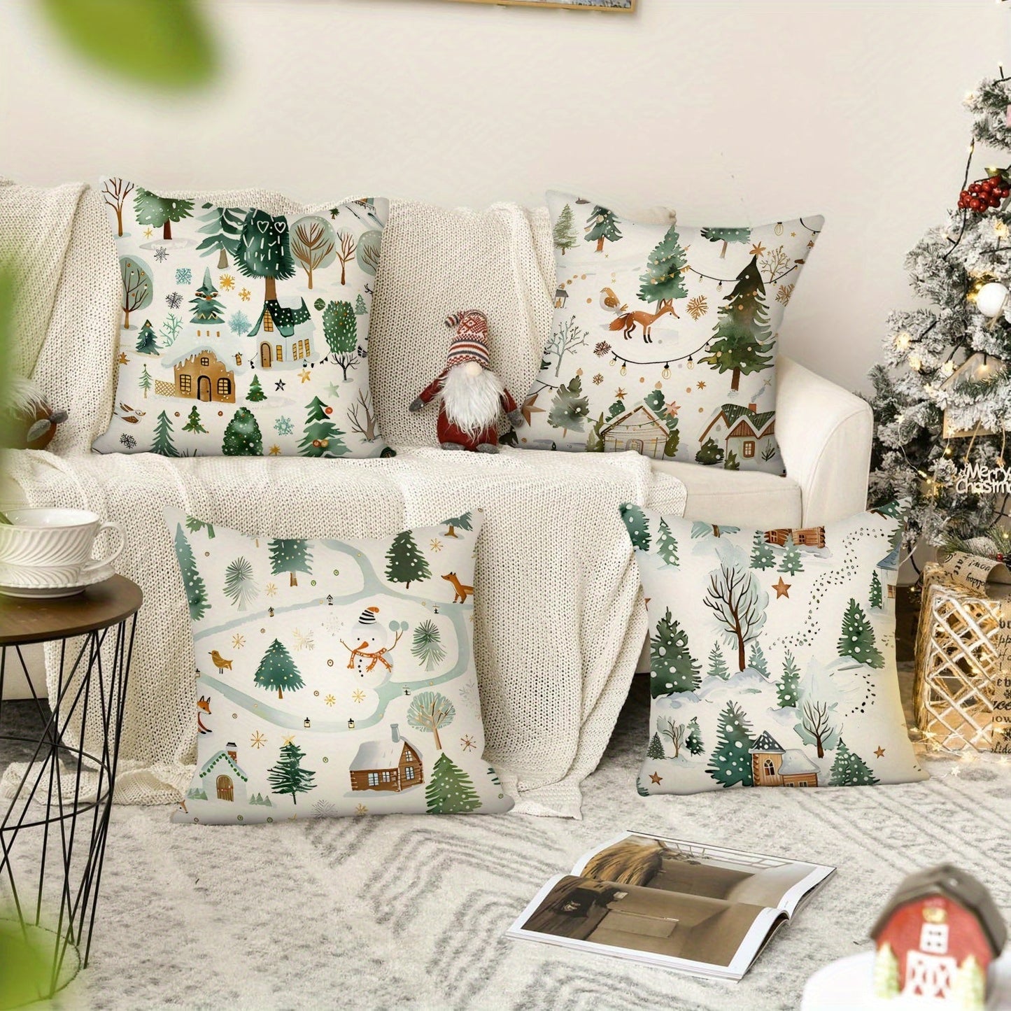 Get into the holiday spirit with these festive Christmas decoration pillow covers! Made from high-quality linen with cute Christmas tree, snowman, and moose prints, these covers are perfect for adding a touch of holiday cheer to your living room or