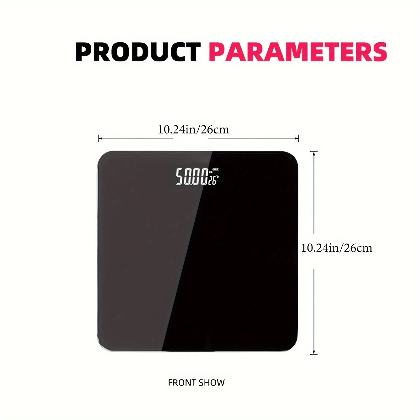 Pink and black digital scale for accurate weight monitoring. Battery-free operation, durable design. Perfect holiday gift for adults.