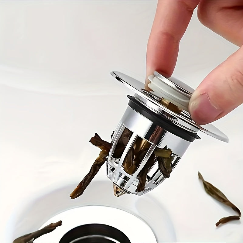 This pop-up sink stopper prevents clogs and fits various basin drains.