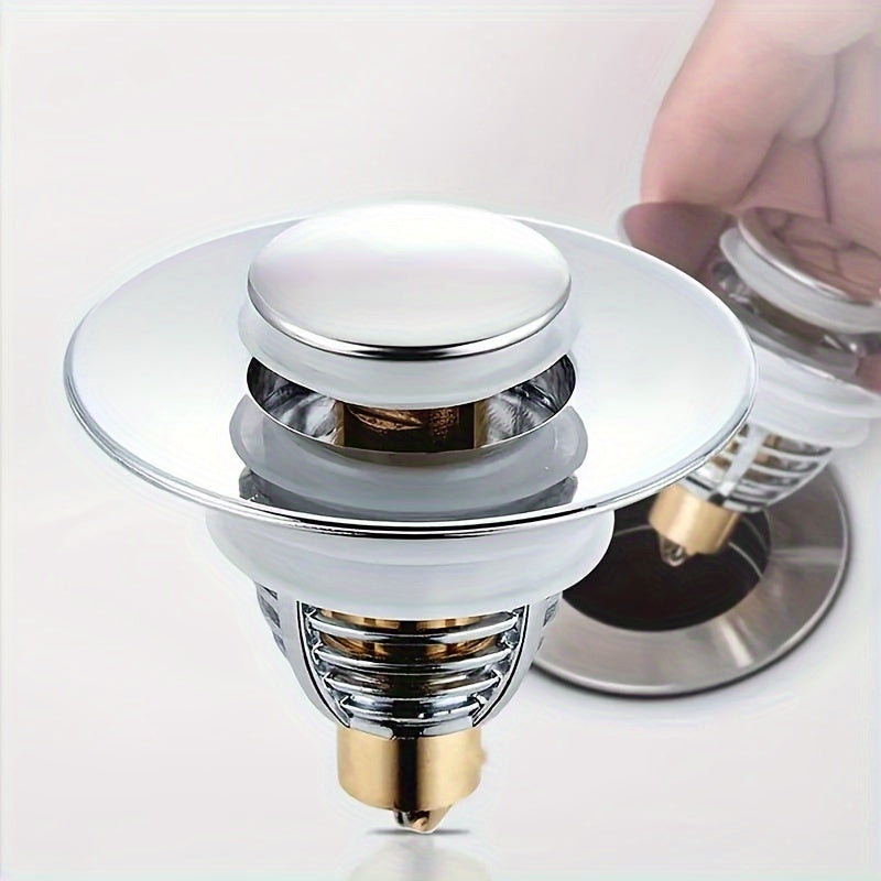 This pop-up sink stopper prevents clogs and fits various basin drains.