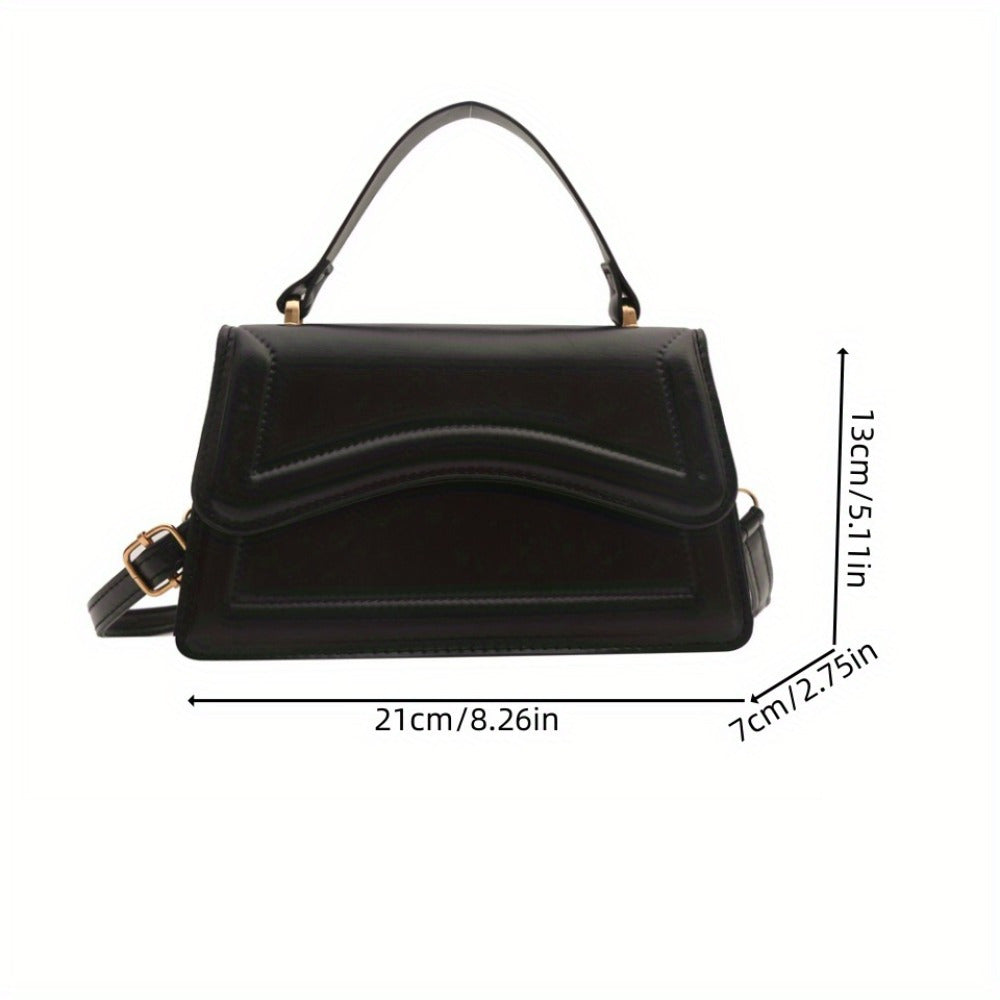 Women's Fashion Crossbody Shoulder Bag in solid color faux leather with adjustable strap, buckle closure, painted edges, perfect for casual or elegant occasions in Guangzhou.