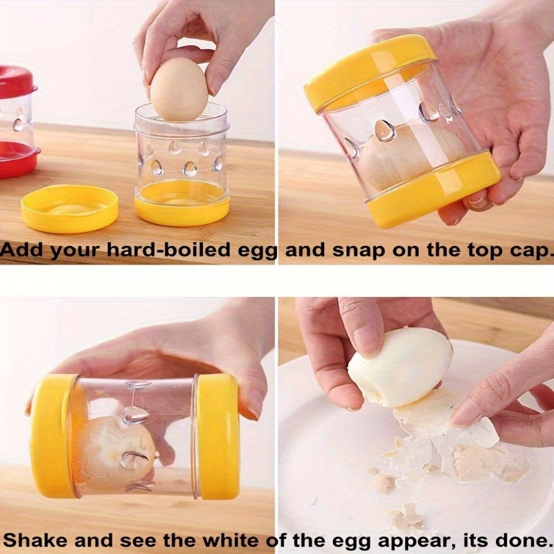 Durable Plastic Kitchen Tool for Quick Shell Removal - Easy-Shake Hard Boiled Egg Peeler & Cracker