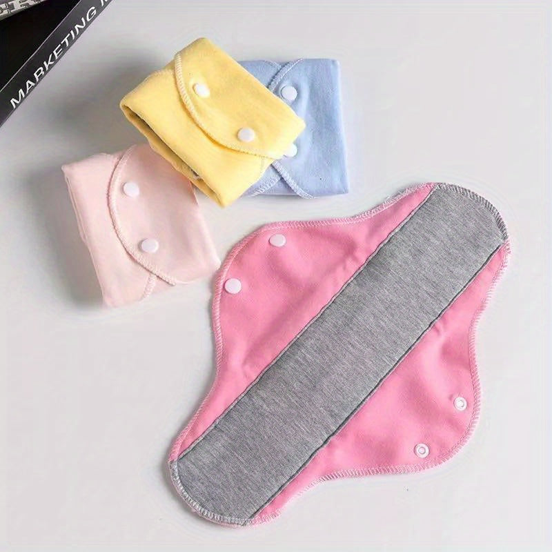 10 reusable menstrual pads for women and elderly with leakproof, breathable, double-sided design in colorful stripes.