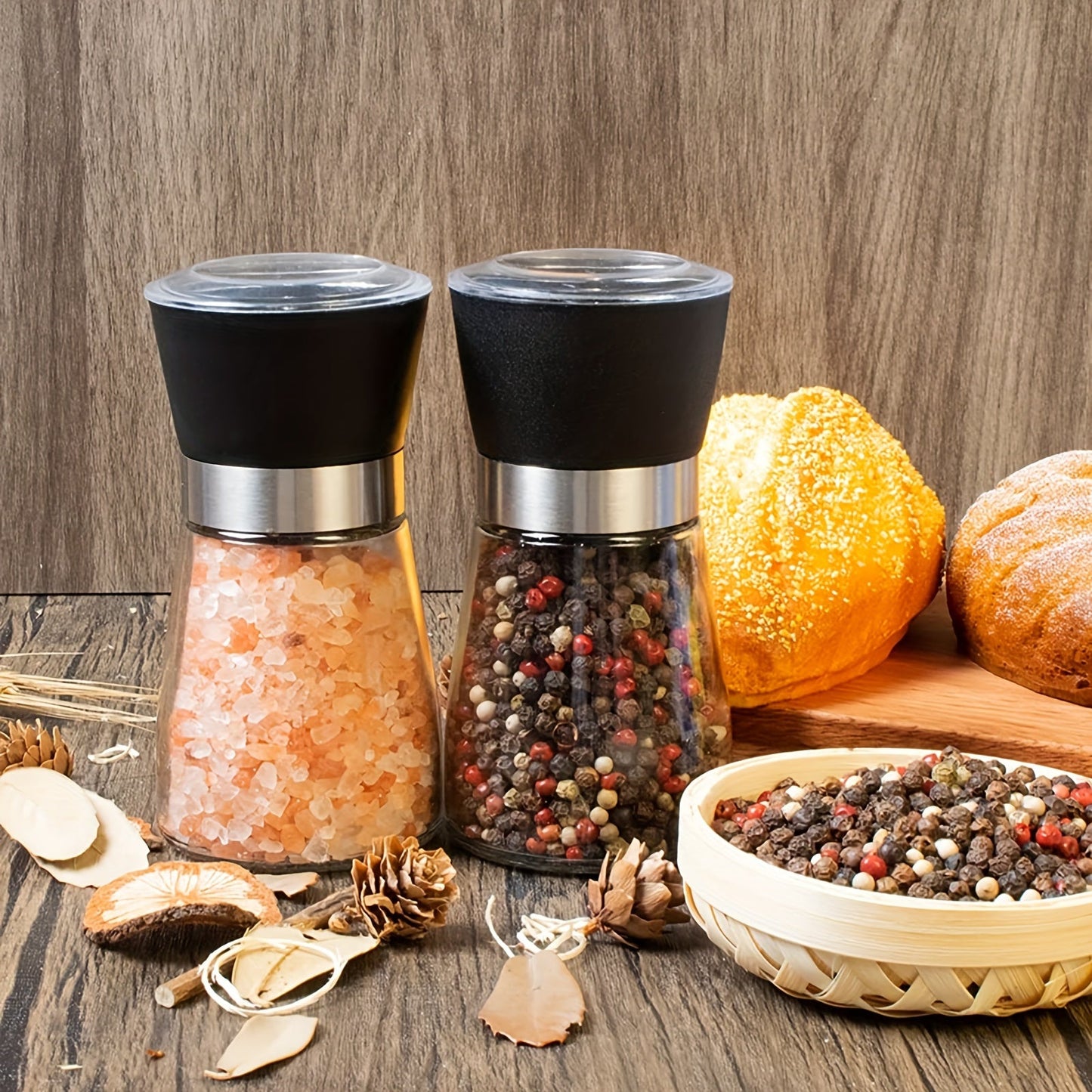 Practical Kitchen Gadget: Hand Grinder for Pepper, Salt, and Spices with Glass Storage Container