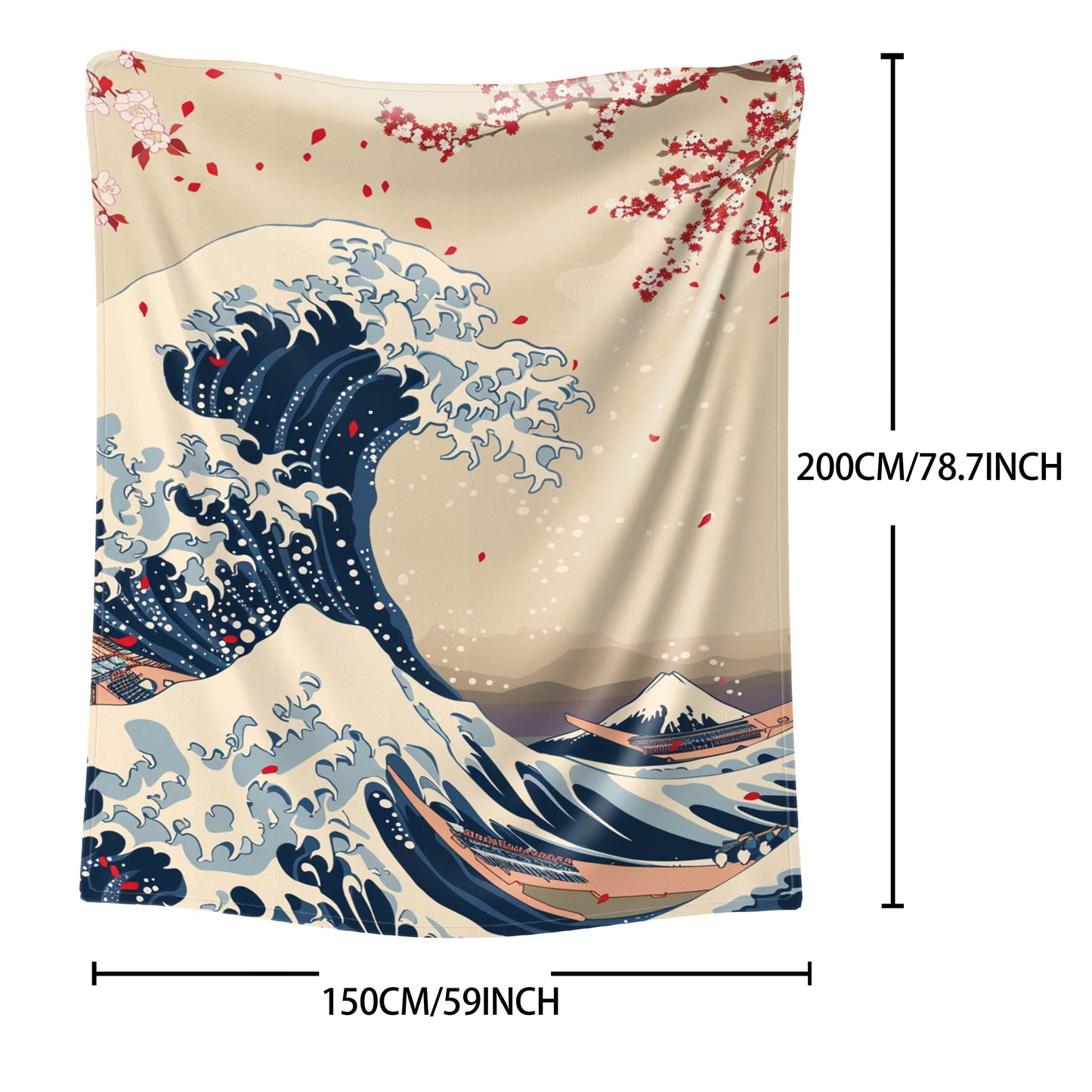 Soft, cozy, and lightweight Kanagawa Surf Print Flannel Throw Blanket is ideal for all seasons. Perfect for use on bed, sofa, office, camping, and travel.