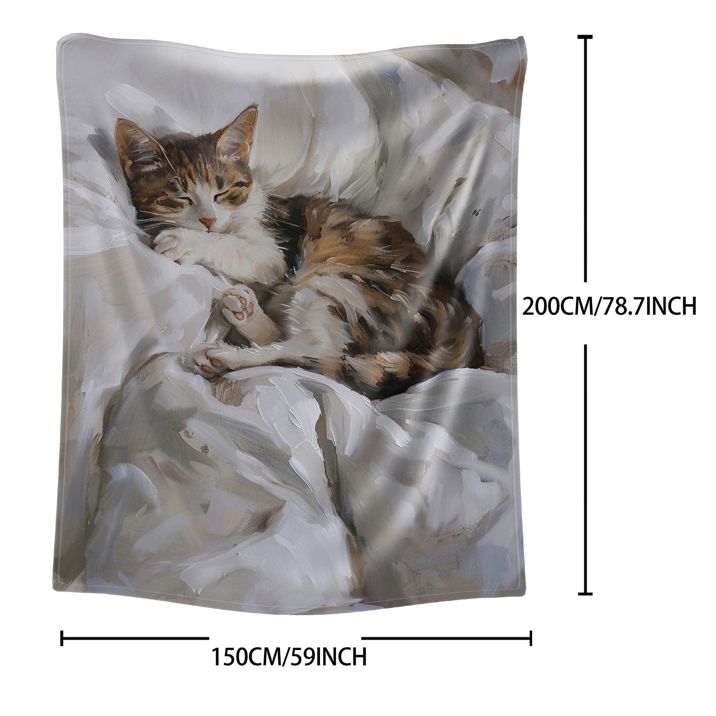 Soft and cozy Contemporary Sleeping Cat Print Flannel Blanket, perfect for bed, sofa, office, camping, and travel. Made of lightweight knitted polyester, it is machine washable and suitable for all seasons. Makes a great gift option too!