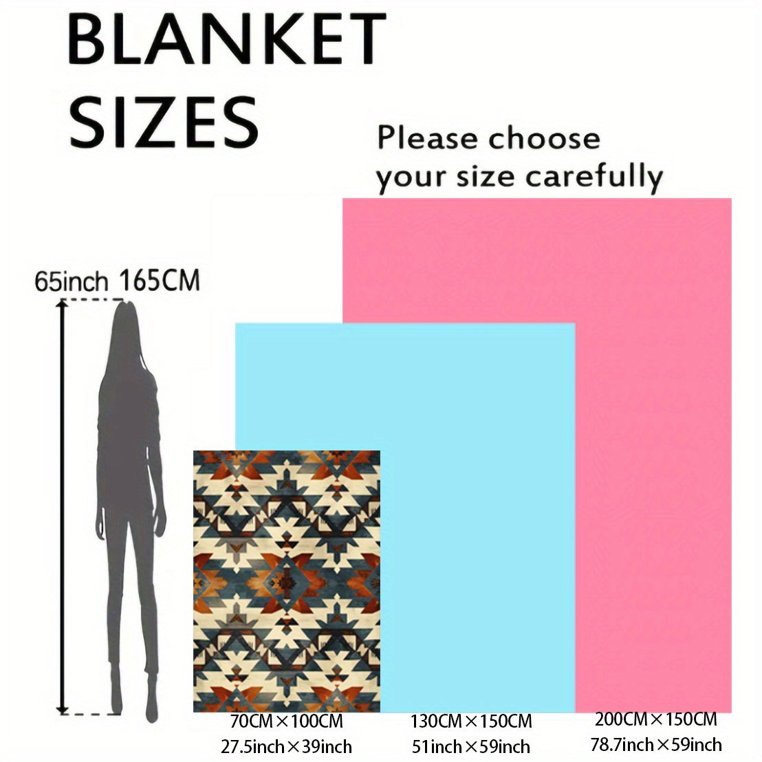 Soft and cozy Aztec-inspired digital print flannel blanket for bed, sofa, and travel. This lightweight, all-season blanket offers warmth, is machine washable, and made of 100% polyester with a contemporary style and no embellishment.