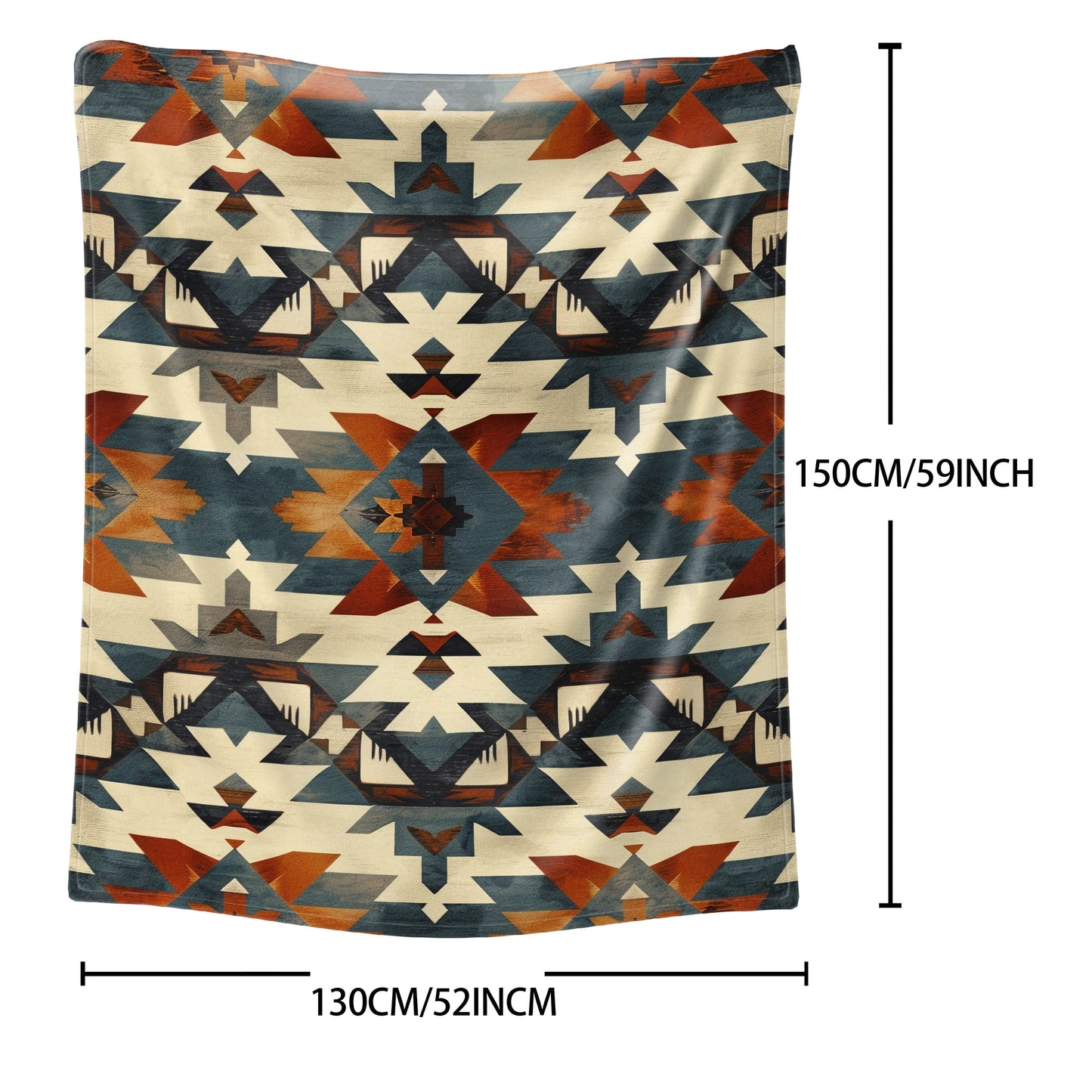 Soft and cozy Aztec-inspired digital print flannel blanket for bed, sofa, and travel. This lightweight, all-season blanket offers warmth, is machine washable, and made of 100% polyester with a contemporary style and no embellishment.