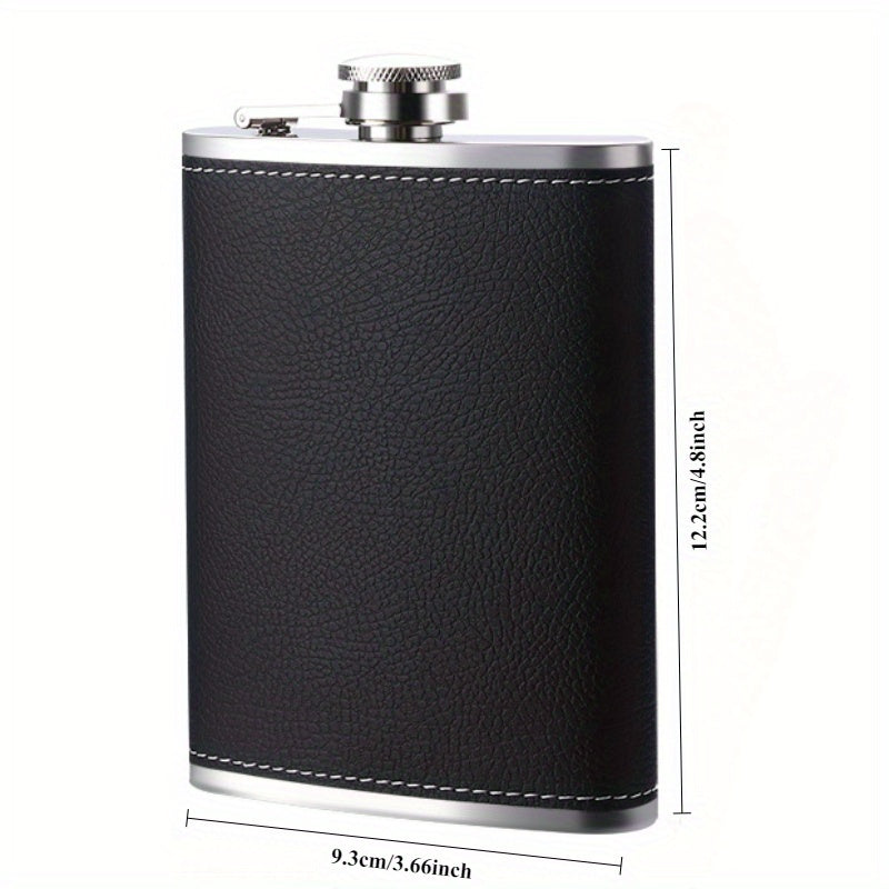 Leakproof Stainless Steel Hip Flask with Soft Touch Leather Packaging, Perfect for Whiskey, Rum, and Vodka. Portable, Rugged, and Durable for Outdoor Use. Smooth and Delicate Wine Bottle Alternative.