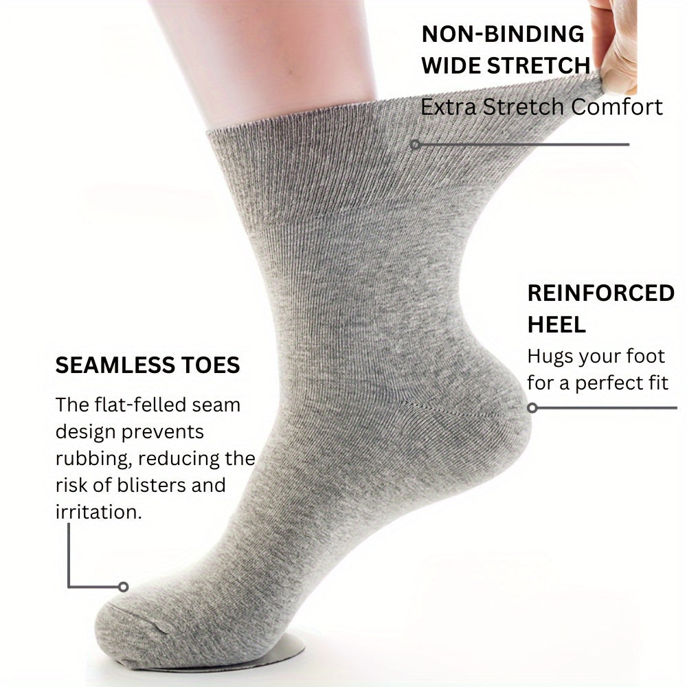 Non-binding diabetic socks, comfortable seamless knit, ideal for swollen feet and ankles - great gift for seniors, pregnant women, made of cotton.