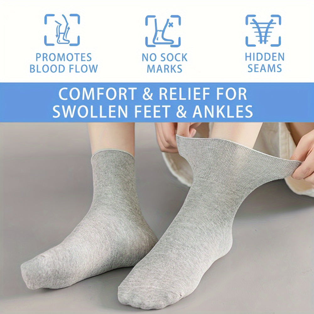 Non-binding diabetic socks, comfortable seamless knit, ideal for swollen feet and ankles - great gift for seniors, pregnant women, made of cotton.