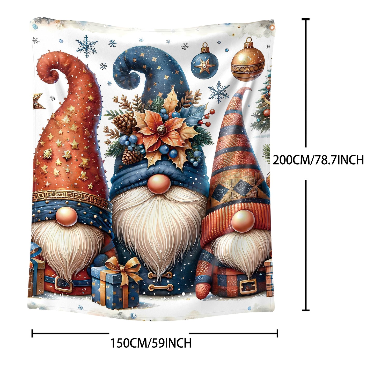 Cozy up with our Christmas Gnomes Print Flannel Throw Blanket! This soft and inviting blanket is perfect for adding a touch of festive charm to your bed, sofa, office, or camping adventures. Made from mid-century style polyester knitted fabric, this