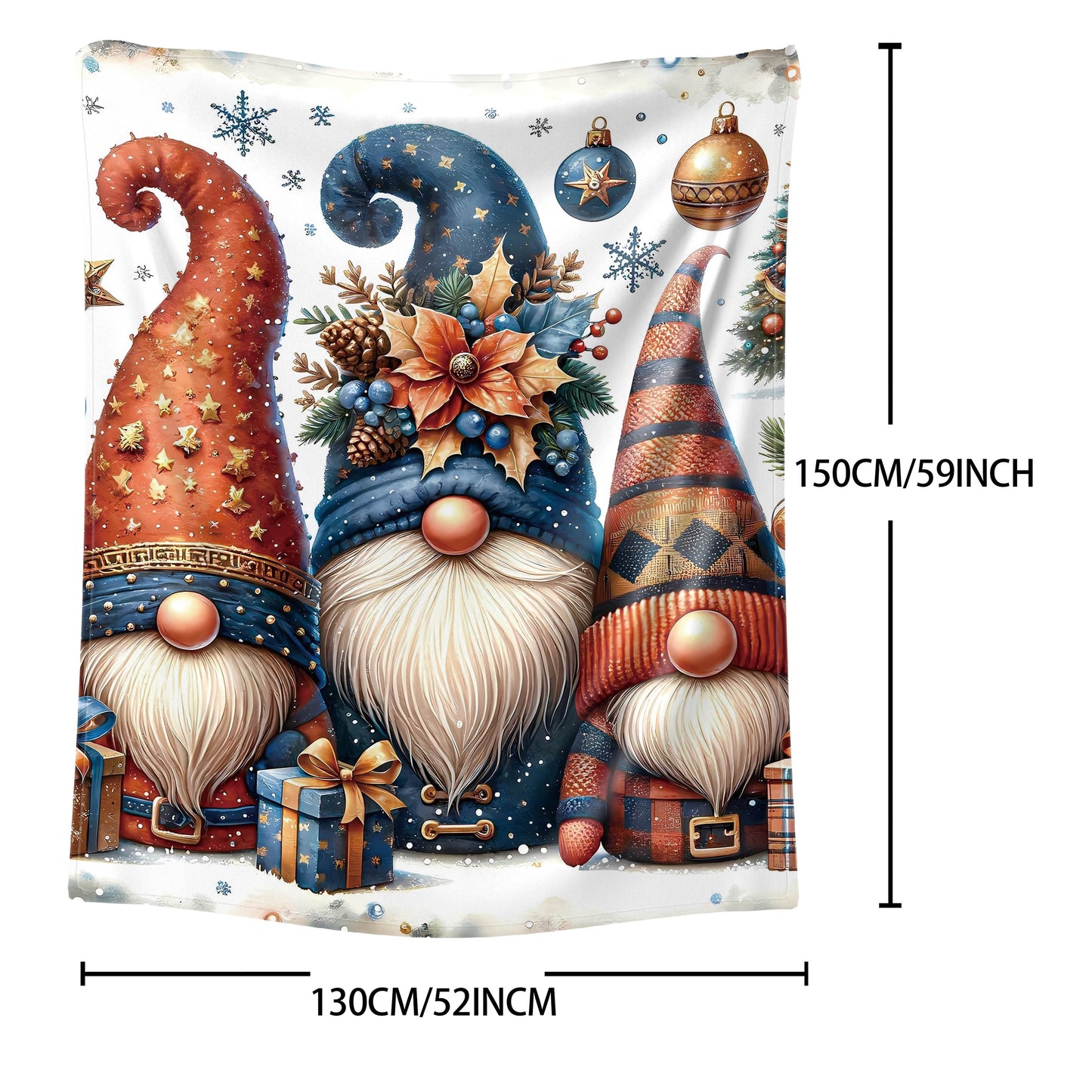 Cozy up with our Christmas Gnomes Print Flannel Throw Blanket! This soft and inviting blanket is perfect for adding a touch of festive charm to your bed, sofa, office, or camping adventures. Made from mid-century style polyester knitted fabric, this