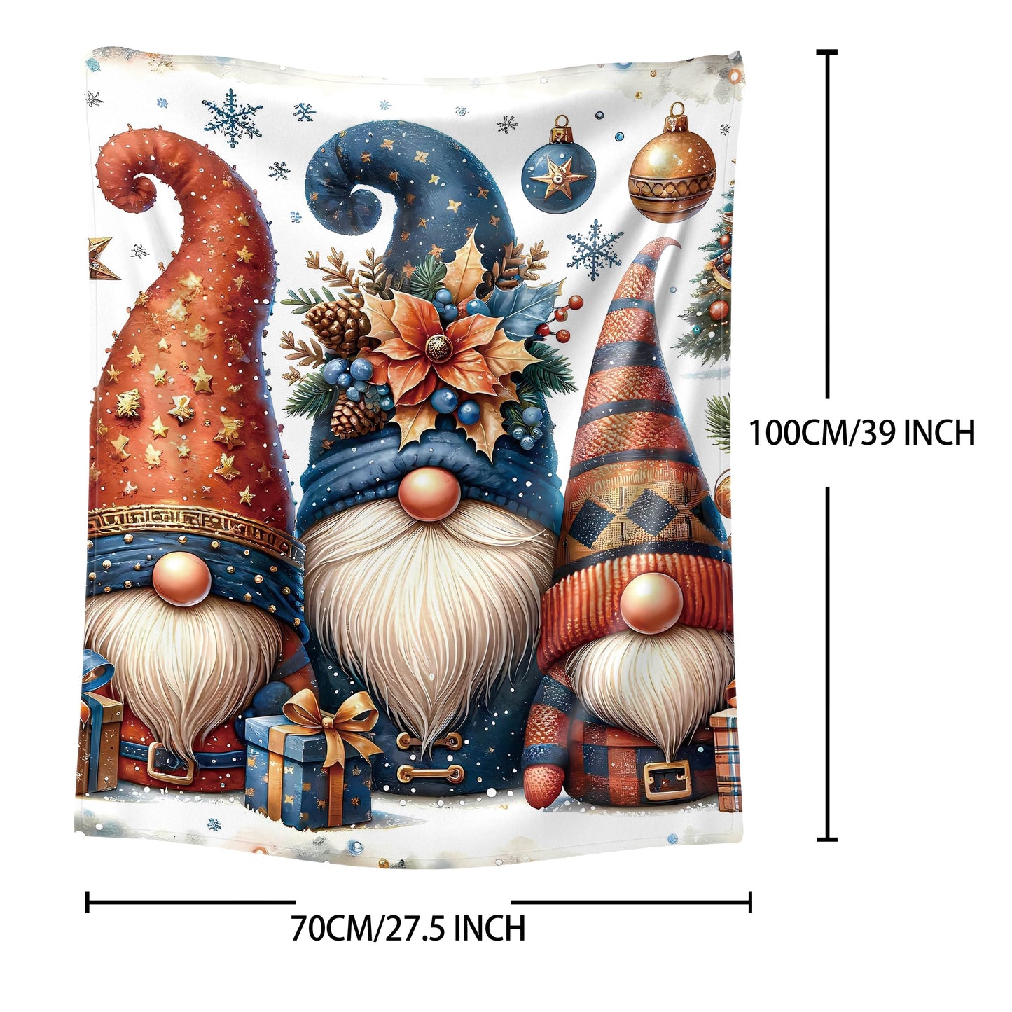 Cozy up with our Christmas Gnomes Print Flannel Throw Blanket! This soft and inviting blanket is perfect for adding a touch of festive charm to your bed, sofa, office, or camping adventures. Made from mid-century style polyester knitted fabric, this