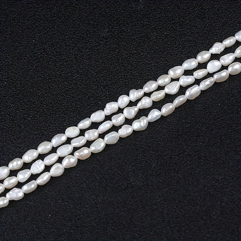 Natural freshwater pearl beads, double-sided 4-5mm, drilled for DIY jewelry, 20cm strand with luster.