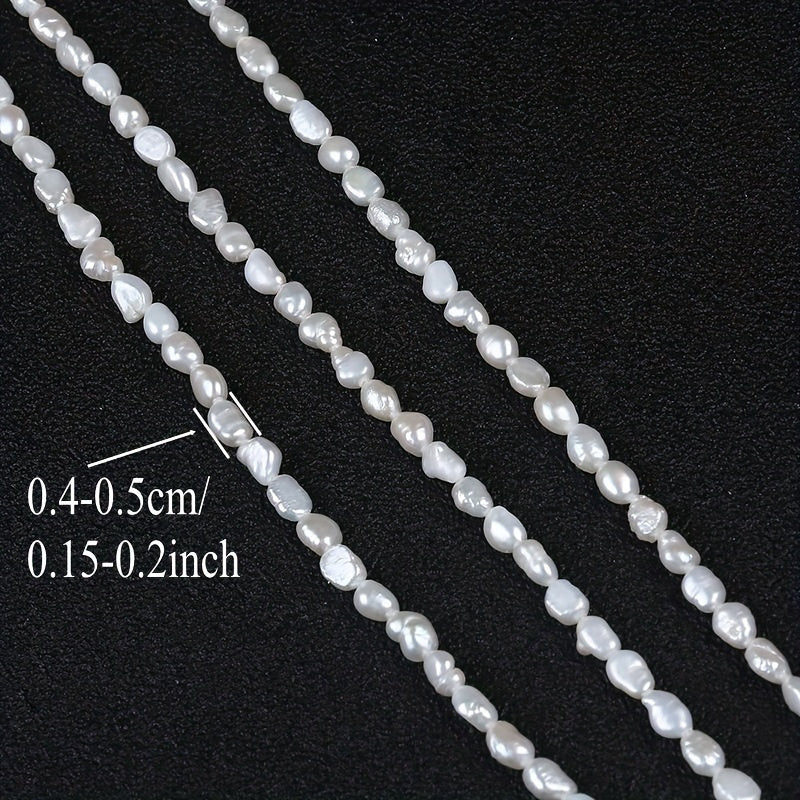 Natural freshwater pearl beads, double-sided 4-5mm, drilled for DIY jewelry, 20cm strand with luster.