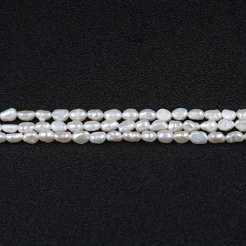 Natural freshwater pearl beads, double-sided 4-5mm, drilled for DIY jewelry, 20cm strand with luster.