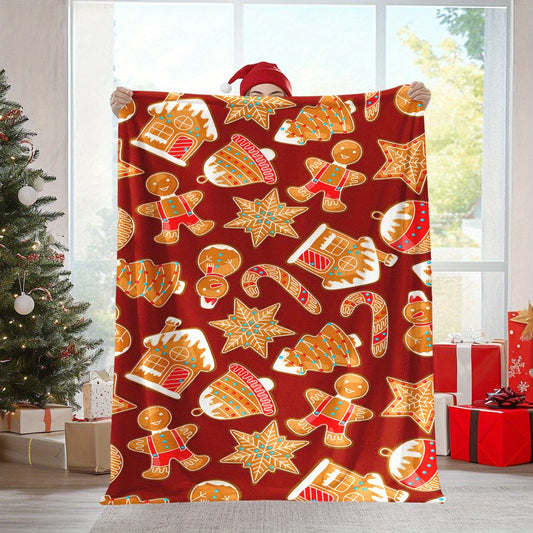 Get into the holiday spirit with our festive Christmas tree, candy cane, and gingerbread patterned flannel fleece blanket. This soft and warm blanket is perfect for naps, camping, travel, or adding a touch of Christmas cheer to your home or office decor.