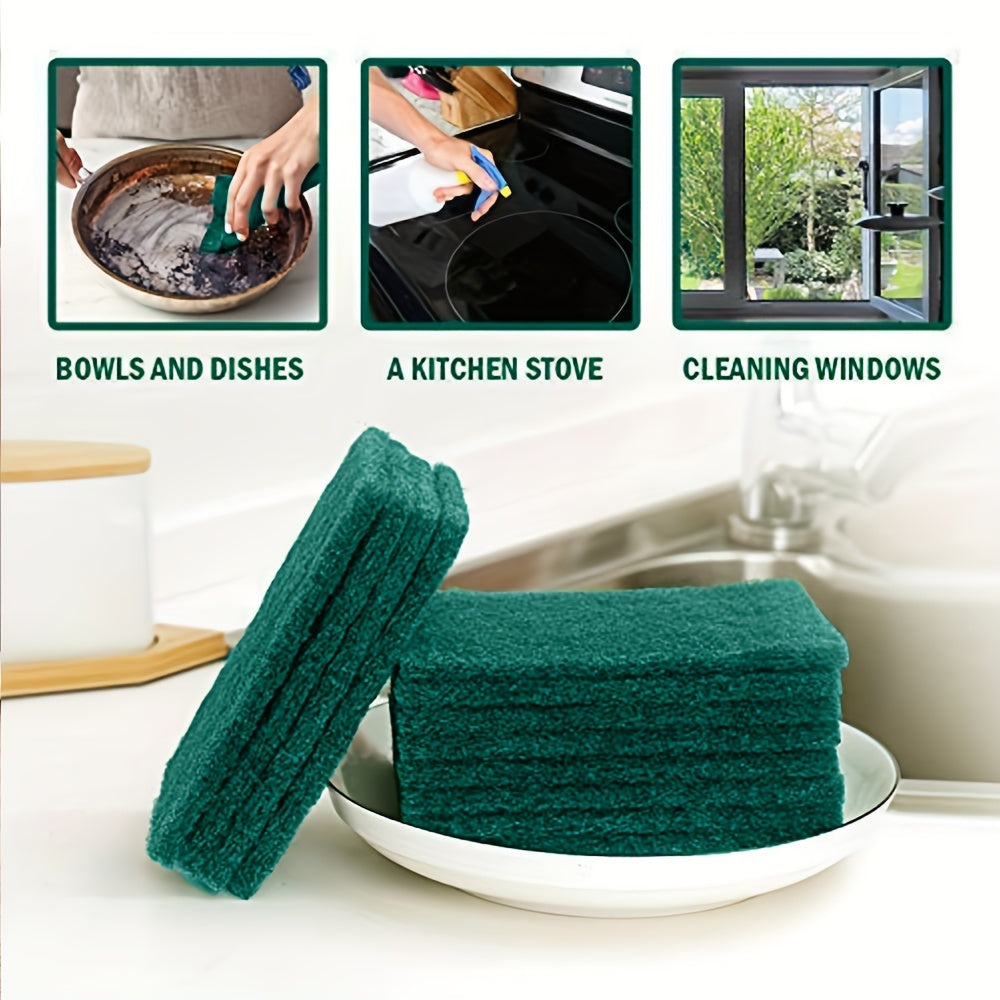 20 green microfiber cleaning sponges, vintage style for home kitchen use. Made of polyester, with low shedding and machine washable. Ideal for scrubbing dishes, cleaning pots, and other kitchen tasks.