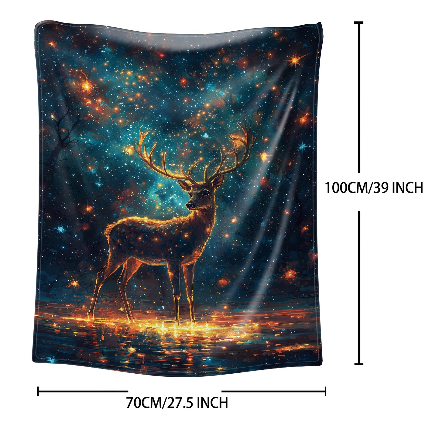 Soft and cozy, the Starry Sky Deer Print Flannel Blanket is the perfect throw for your bed, sofa, office, or camping trips. This all-seasons blanket features a stylish mid-century design and is made from comfortable polyester knit material with a digital