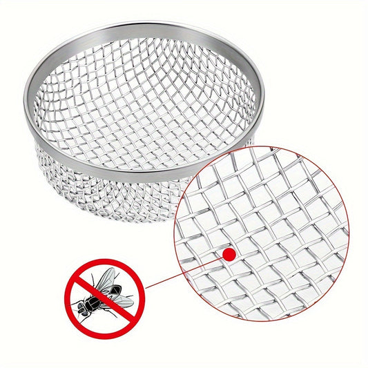 Set of 2 Stainless Steel RV Stove Vent Covers with Installation Tools, featuring a 2.8-Inch Round Anti-Insect Mesh Screen - Perfect for Outdoor Camping Trailer Accessories