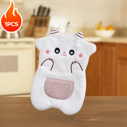 1/3pcs Coral Velvet Hand Towel featuring Cute Animal Shape, Hanging Style for Convenient Use, Strong Absorbency, Quick Drying, Suitable for Kitchen and Bathroom.