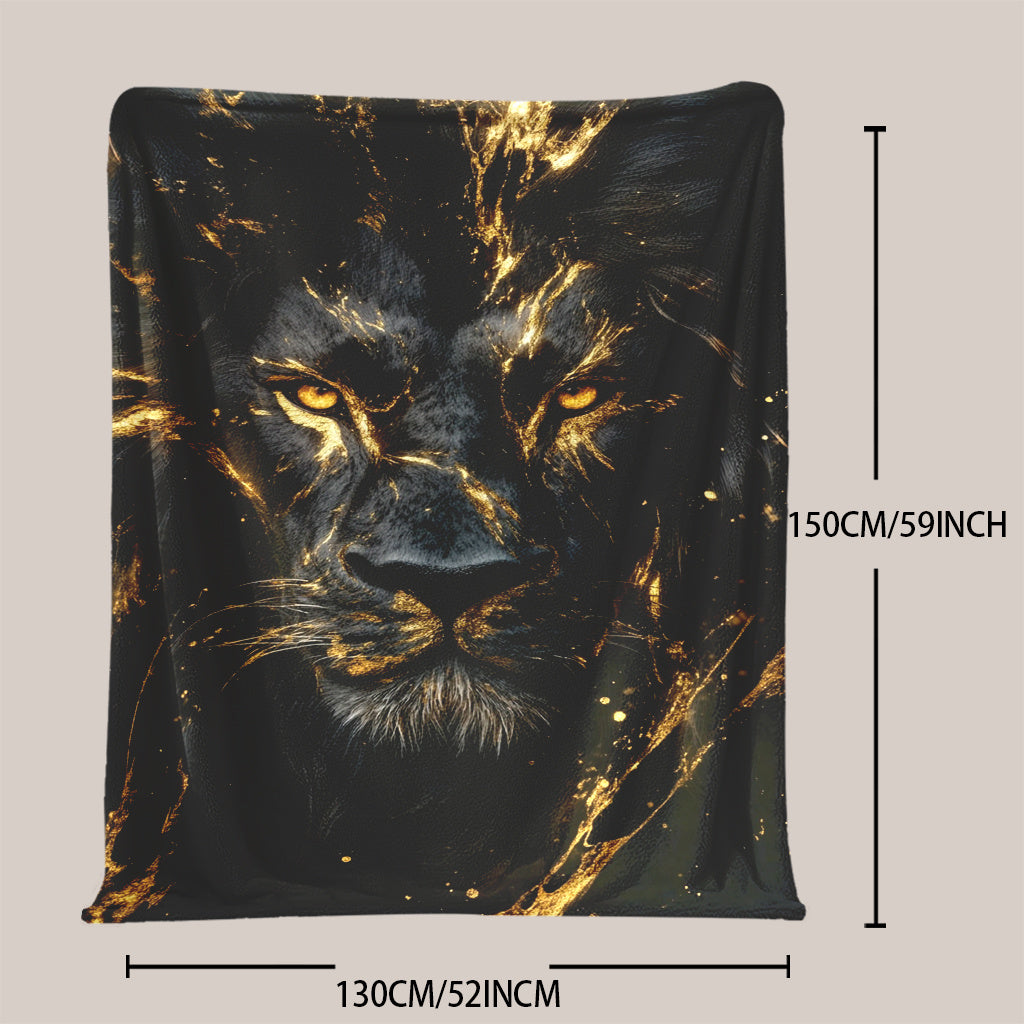 1 piece of a fashionable Lion Print Blanket made of soft and warm polyester flannel. Features digital print and engraving, suitable for all seasons and various purposes. Machine washable and lightweight at 200-250g - perfect for naps, camping, travel