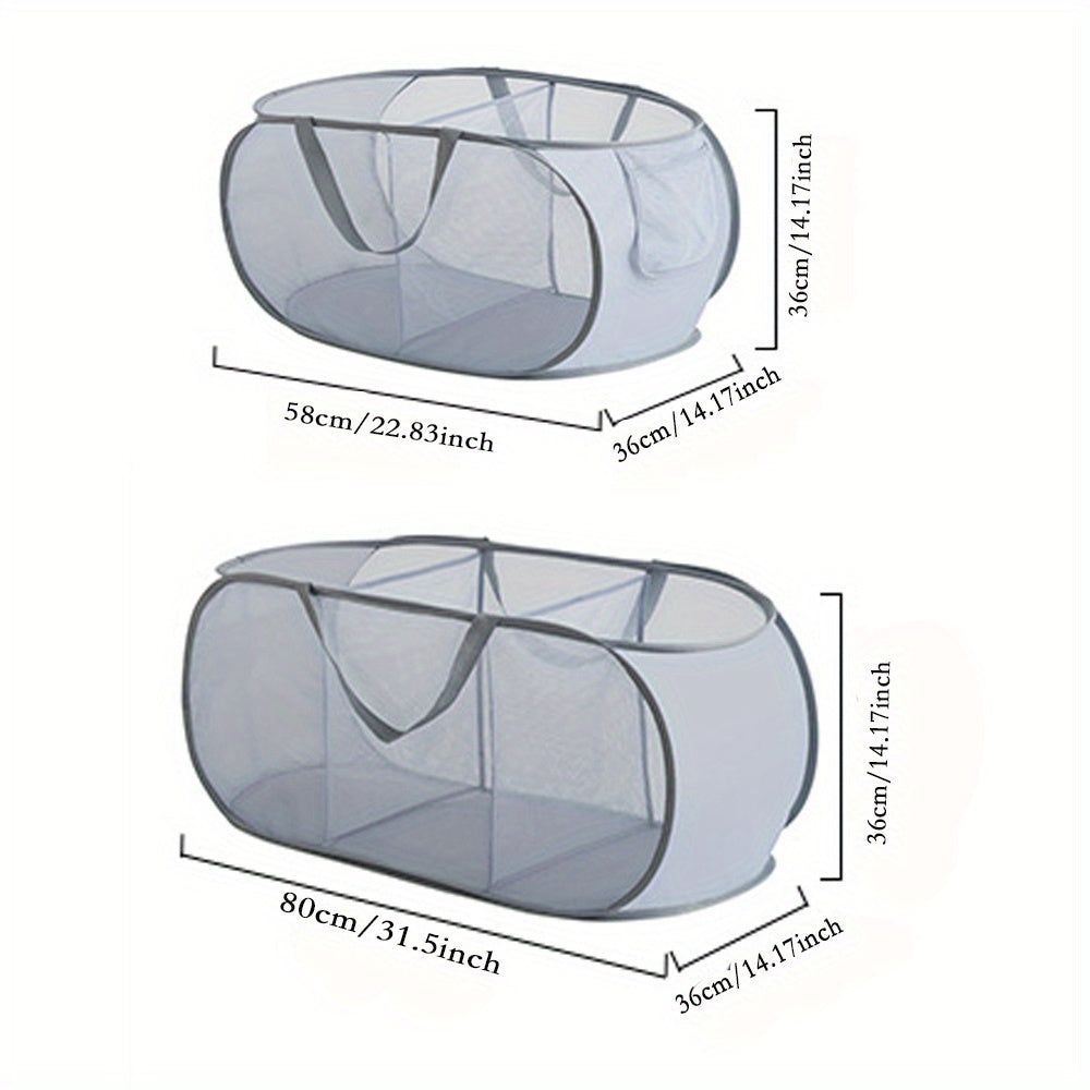 Складная корзина для белья с широким отверстием, боковым карманом и компактным дизайном - прочная сетчатая корзина для одежды, игрушек и многого другого - идеально подходит для общежитий, путешествий и организации дома - решение для корзины для белья